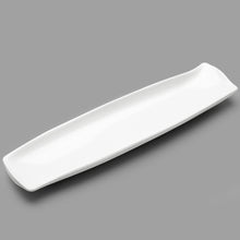 15¾″ × 4″ White Ceramic Rectangular Platter — Raised Ends