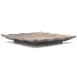 9.75" Square Ceramic Plate, Brown, Gold