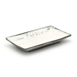 6.75" x 3.85" Rectangular Ceramic Plate, White, Green, Brown