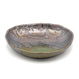 10.25" Triangular Ceramic Plate, Green, Gold, Brown