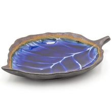 8 × 5½ in Sapphire Blue Ceramic Leaf Plate — AS28L-SP