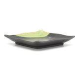 7" Square Ceramic Plate, Dark Brown, Green
