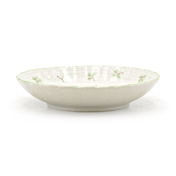 5.35" Round Ceramic Plate, White, Green — Floral Design