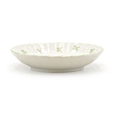 5.35" Round Ceramic Plate, White, Green — Floral Design