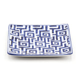 6.35" Square Ceramic Plate, White, Blue
