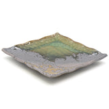 9.75" Square Ceramic Plate, Brown, Green, Gold