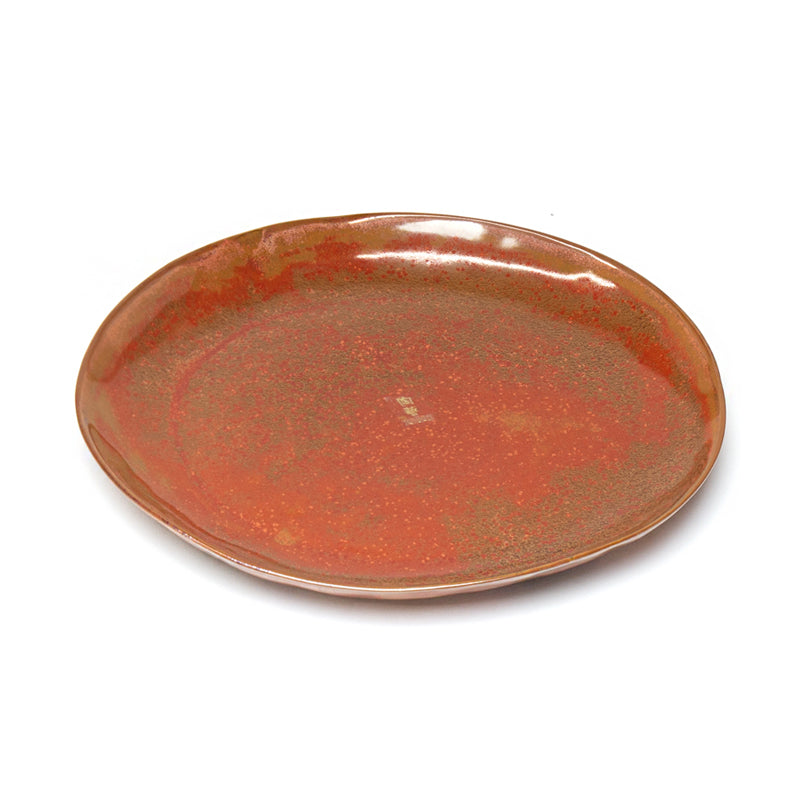 10" Round Porcelain Plate, Maroon