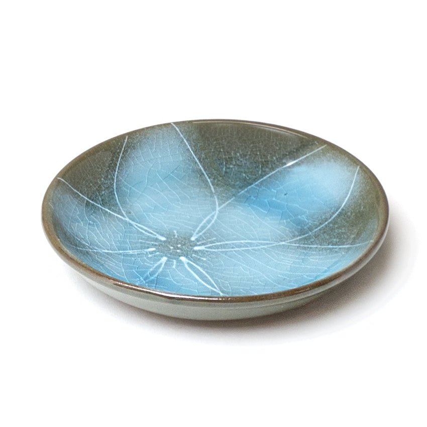 5" Round Ceramic Plate, Brown — Floral Design