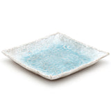 9.65" Square Ceramic Plate, Gray, Turquoise