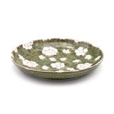 9-3/4" Round Porcelain Plate, Green, White