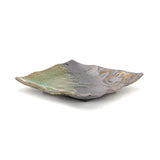 6.25" Square Ceramic Plate, Green, Gold, Brown