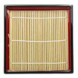 7.75" Square Lacquered Plastic, Bamboo Soba Plate, Black, Red