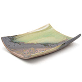 11.25" x 8.25" Rectangular Ceramic Plate, Green, Brown, Gold