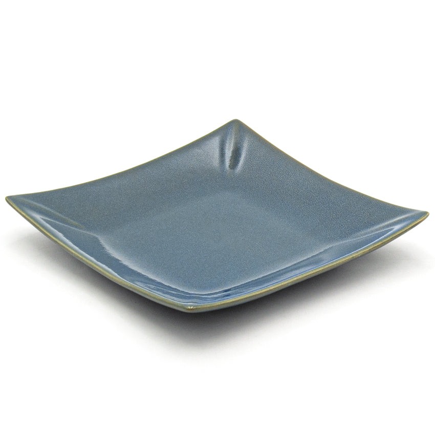 8.25" Square Ceramic Plate, Blue, Gray