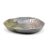 10.25" Triangular Ceramic Plate, Green, Gold, Brown