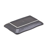 8.65" x 5.35" Rectangular Ceramic Plate, Dark Brown — Floral Design