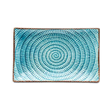 7" x 4.75" Rectangular Plate, Blue, Brown
