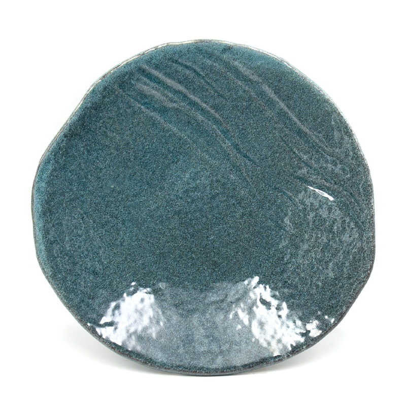 Y219-2 green ceramic plate — an irregular round outline
