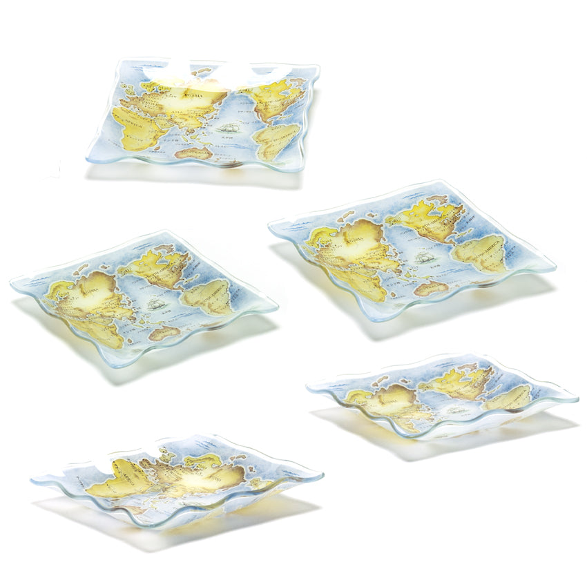 5.5" x 5.5" Square 5-Piece Plate Set, Blue, Gray