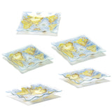 5.5" x 5.5" Square 5-Piece Plate Set, Blue, Gray