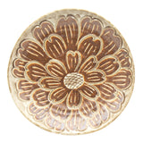7.5" Ceramic Plate, Brown, Yellow — Floral Design