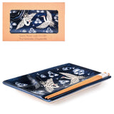 8" x 5" Rectangular Ceramic, Wood Divided Plate with Chopsticks, Blue