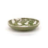 5-1/2" Round Ceramic Plate, Green, White