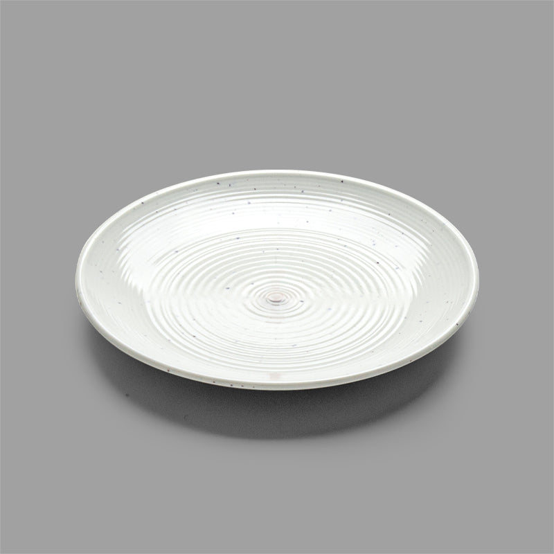 6.94" Round Melamine Plate, White — Marble Design