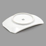 8.65" x 5.75" Rectangular Ceramic Plate, White — Floral Design