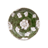 5-1/2" Round Ceramic Plate, Green, White