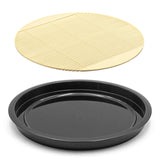 8.65" Round ABS Resin Soba Plate with Mat, Black, Yellow