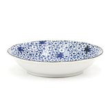 8.5" Round Ceramic Deep Plate, Blue — Floral Design