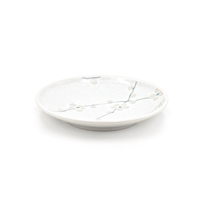 5" Ceramic Plate, White, Blue