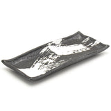 11.25" x 5" Rectangular Ceramic Sushi Plate, Black, White