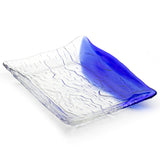 10" x 7-1/2" Rectangular Glass Plate, Clear, Blue