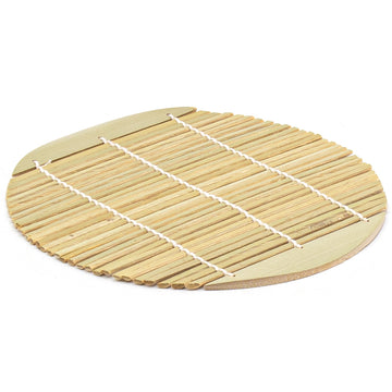 6.5" Round Bamboo 3-Piece Soba Mat Set with Bamboo Mat, Brown