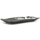 11.25" x 5" Rectangular Ceramic Sushi Plate, Black, White