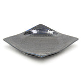 6.75" Square Ceramic Plate, Dark Brown, Blue