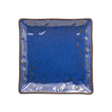 5.25" Square Ceramic Plate, Navy, Brown — Floral Design