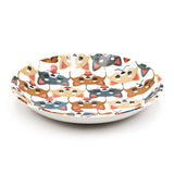 7.5" Round Ceramic Plate, Blue, Brown — Shiba Inu Design
