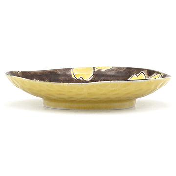 7.5" Ceramic Plate, Brown — Floral Design