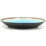 9.5" Round Ceramic Plate, Dark Brown, Turquoise