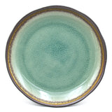 9.5" Round Ceramic Plate, Dark Brown, Emerald