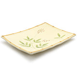 15.5" x 11.65" Rectangular Ceramic Plate, Beige, Brown