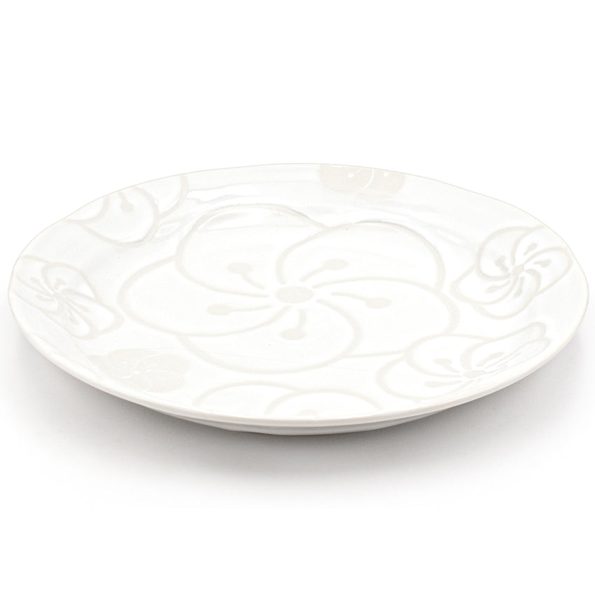 9.5" Ceramic Plate, White — Floral Design