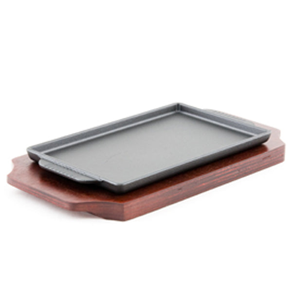 8.25" x 5" Rectangular Iron Steak Plate, Black