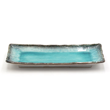 11" x 4.75" Rectangular Ceramic Plate, Turquoise