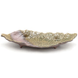 16" x 7" Leaf Ceramic Serving Platter, Green, Brown