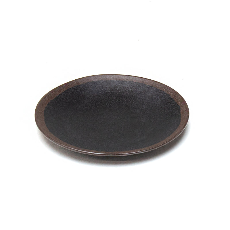 6.25" Round Melamine Plate, Black, Brown
