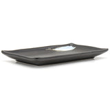 8.85" x 5" Rectangular Ceramic Sushi Plate, Black, Blue
